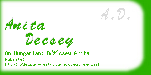 anita decsey business card